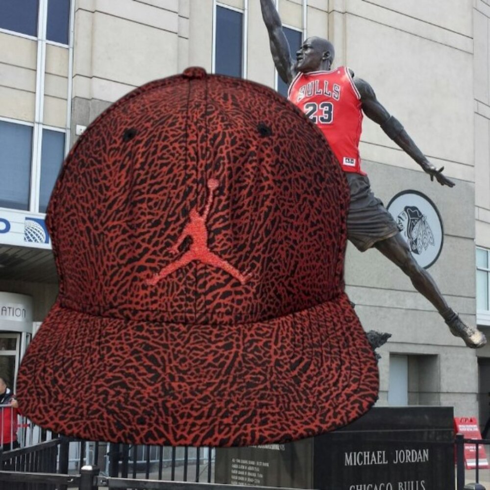 Air Jordan Red Sparkle Black Cement Elephant Print Jumpman Snap Back Cap Hat